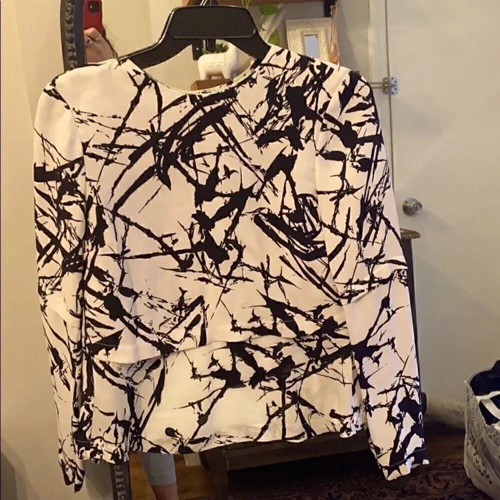 ALC Black And white silk top